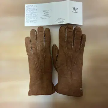 일비종떼 IL BISONTE 브라운 스웨이드 장갑 금속 버튼
