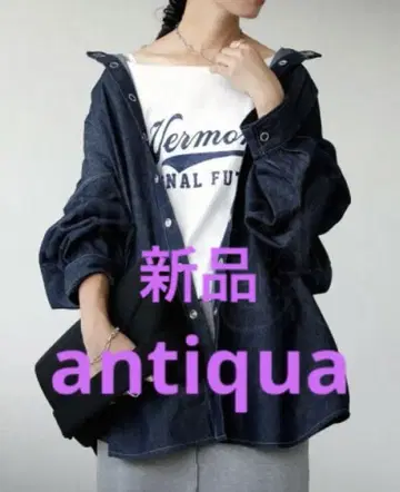 택 포함 새상품*antiqua* 링 스냅 데님 셔츠