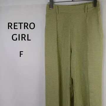 RETRO GIRL 체크 세미 플레어 PT F 그린 체크 무늬
