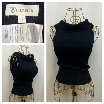 LILYSILK 하이넥 슬리브리스 니트탑