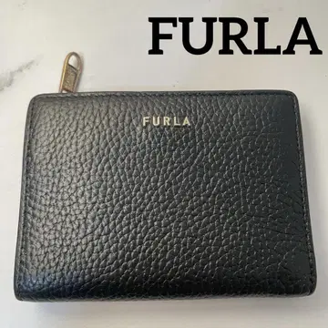 [눈에 띄는 흠집/얼룩 없음] FURLA 여성용 접이식 지갑 블랙 가죽