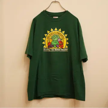 90s Hanes Beefy-T 그린 컬러 티셔츠 싱글 스티치