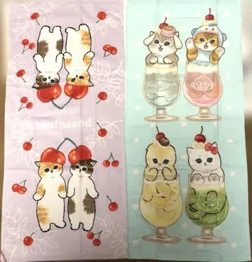 mofusand 모프샌드 페이스 타월 2세트 체리 & 산리오 콜라보