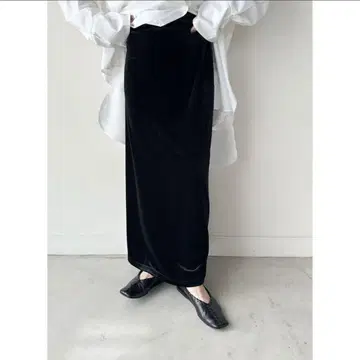 셀렉트 모카 벨로아 I라인 롱 스커트 S 블랙