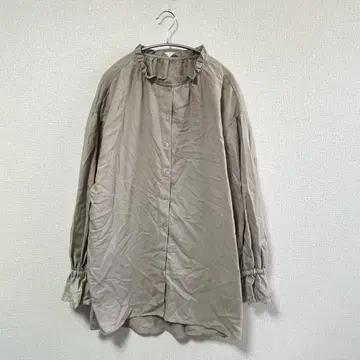 사만다 모스모스 블루 베이지 프릴 긴팔 셔츠 넉넉한 체형 커버