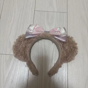귀가 달린 머리띠 핑크 리본