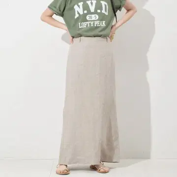SLOBE IENA 프렌치 린넨 타이트 스커트 베이지