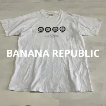 레어 90s USA제 BANANA REPUBLIC 시계 프린트 티셔츠