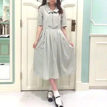 핀트 스카프 타이 사용 원피스 민트 그린