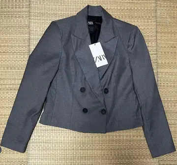 [미사용품] ZARA 그레이 더블 브레스트 재킷