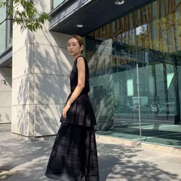 RIM.ARK 림 아크 레이어드 시어 스커트 36 블랙 새상품급