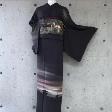 순수 실크 호몬기 이중 기모노