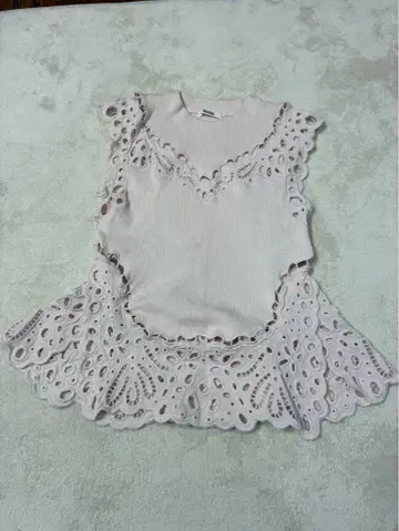 snidel 자수 레이스 핑크 상의