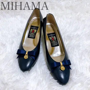 [택 포함] MIHAMA 네이비 리본 펌프스 23.5 가죽