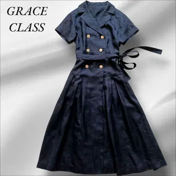 GRACE CLASS 린넨 터치 밀리터리 원피스 블랙