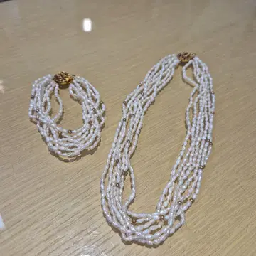 담수 진주 목걸이 팔찌 7연