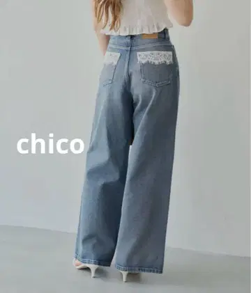 chico 청바지 데님 데님 팬츠 포켓 레이스 와이드 데님 s 사이즈