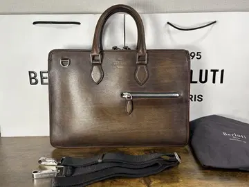 거의 새상품 Berluti 앙주르 브리프 케이스 베네치아 불 카프