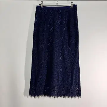 네이비 레이스 타이트 스커트