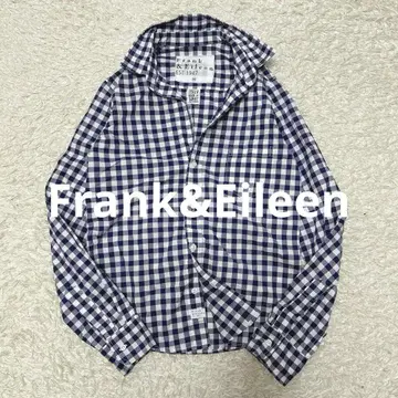 Frank&Eileen 코튼 깅엄 체크 셔츠 네이비 x 화이트