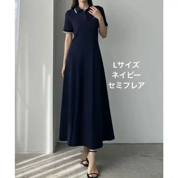 Louere 네이비 폴로 원피스 L (세미 플레어)
