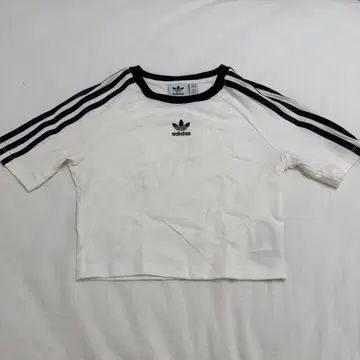 adidas T셔츠 숏 기장 여성용 화이트 블랙