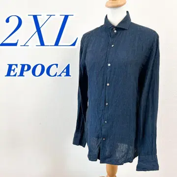 EPOCA 긴팔 셔츠 2XL 블루 린넨 100% 무지 컬러 셔츠