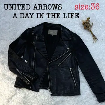 UNITED ARROWS 더블 라이더 자켓 36 램 가죽 블랙