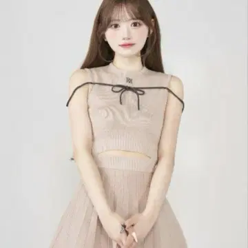 Darich 허리 오픈 스트링 니트 미니 원피스