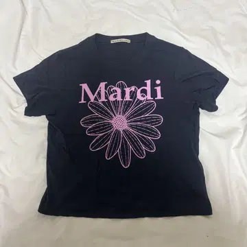 Mardi 꽃무늬 프린트 티셔츠 반팔 블랙 네이비 컬러