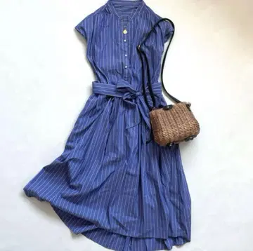 새상품급 쿠튀르 브로치 * 슬리브리스 원피스 size40 블루