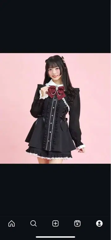 SecretHoney 사이드 레이스업 액세서리 리본 셋업 블랙