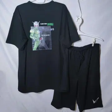 새상품 상하의 세트 XL 가면라이더 더블 반다이 메쉬 반팔 반바지