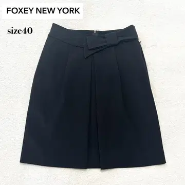 새상품급 FOXEY NEW YORK 리본 턱 스커트 40 블랙