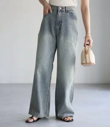오버다이 데님 와이드 팬츠