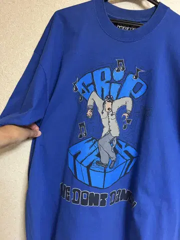 구제 의류 USA제 COOL HUSTLE 랩 티셔츠 블루 2XL