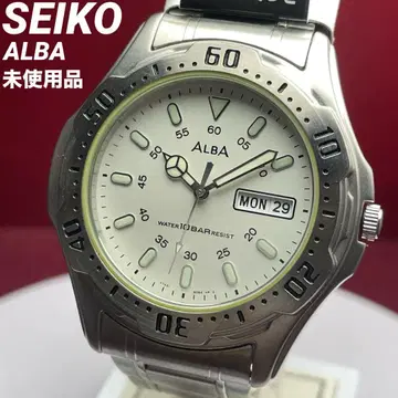 미사용 SEIKO ALBA 쿼츠 루미브라이트 정품 SS 벨트 손목시계