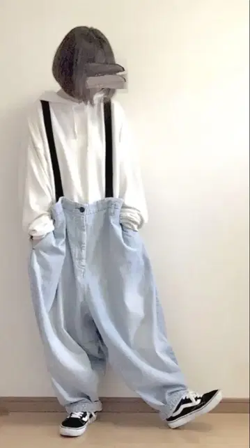 마이 뷰티풀 랜드 레트 서스펜더 포함 데님 팬츠 오버 사이즈