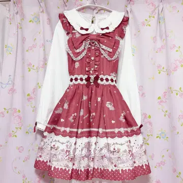 LIZLISA Whip Bear Home Cafe 패턴 원피스 보르도