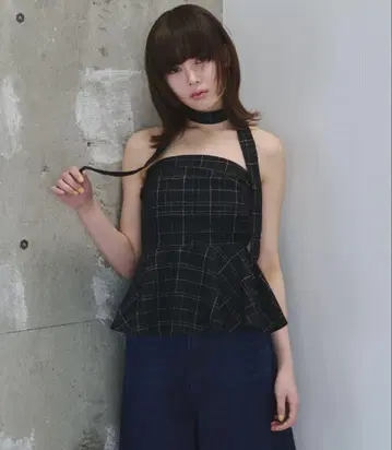 haek check 베어 tops/체크 베어 상의