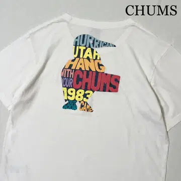 CHUMS 참스 빅 로고 백 프린트 티셔츠 화이트 M