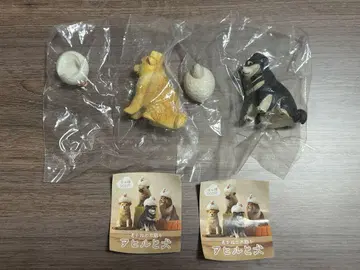 아카네의 나무 조각 오리와 개 시바견 블랙, 보라색, 빨간 시바 각 1개