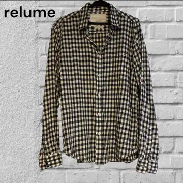 relume 저널 스탠다드 네이비 깅엄 체크 린넨 마
