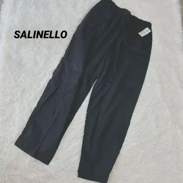 SALINELLO 블랙 워크 팬츠 허리 밴딩 끈 포함 코튼 이탈리아제