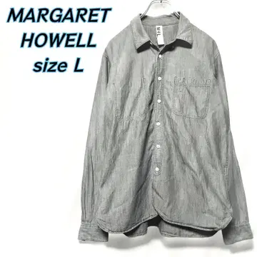 MARGARET HOWELL 코튼 롱 슬리브 셔츠 그레이 L