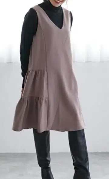 Myu 사이드 티어드 원피스 점퍼 스커트 핑크 잔스카