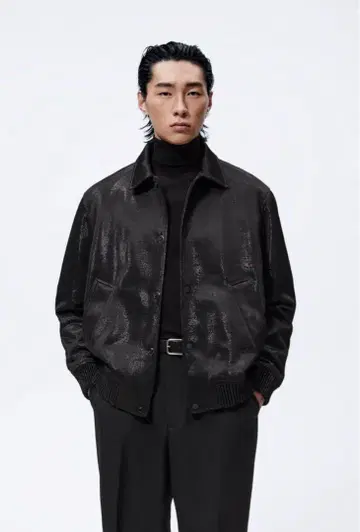 ZARA 메탈릭 글리터 블랙 자켓 블루종 블랙 라메 티셔츠 티셔츠