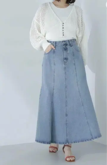 내추럴 뷰티 베이직 데님 머메이드 스커트 PS 블루