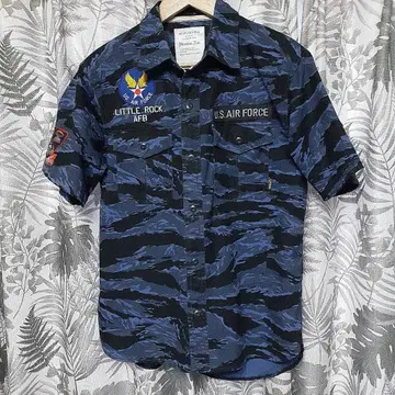 HOUSTON U.S. AIR FORCE 카모 패턴 반팔 워크 셔츠 L
