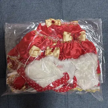 마더 가든 우사모모 M 사이즈 빨간색 새틴 의상 (모자와 퍼 포함)